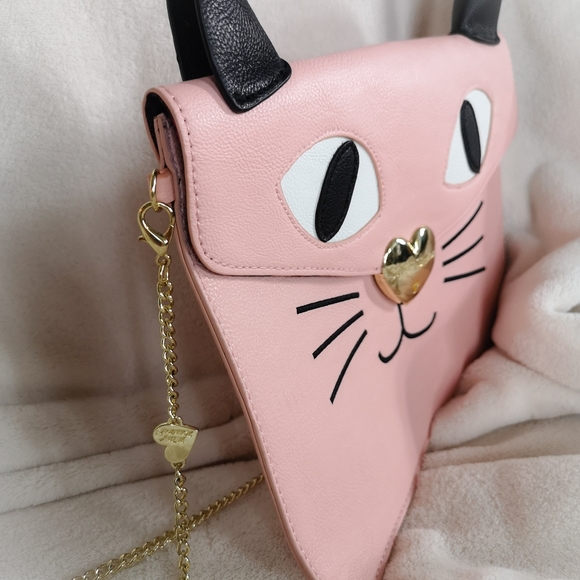 Betsey Johnson Pink Cat Purse Cross-body Flat Clutch Bag - Picture 7 of 7